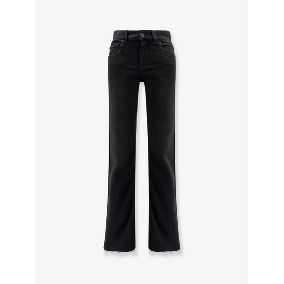 Balenciaga Women Denim Trousers With Frayed Edges